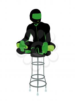 Royalty Free Clipart Image of a Biker Sitting on a Chair