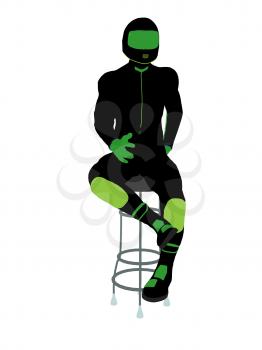 Royalty Free Clipart Image of a Biker Sitting on a Chair