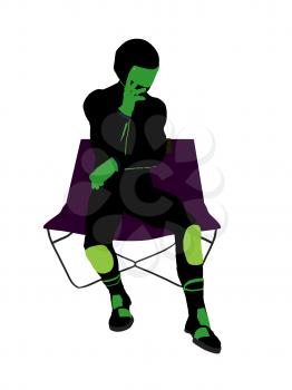 Royalty Free Clipart Image of a Motorcyclist in a Chair