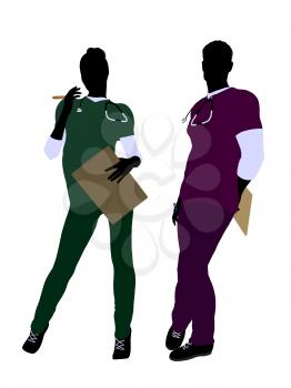 Royalty Free Clipart Image of a Doctor and Nurse