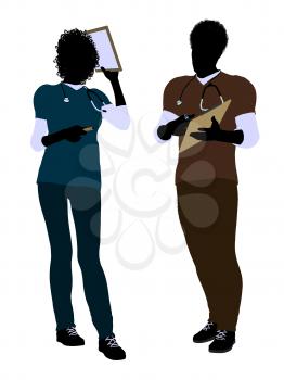 Royalty Free Clipart Image of a Doctor and Nurse
