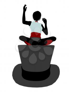 Royalty Free Clipart Image of a Woman Sitting on a Top Hat