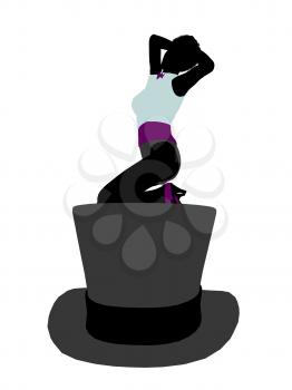 Royalty Free Clipart Image of a Woman Sitting on a Top Hat