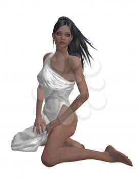 Royalty Free Clipart Image of a Woman in a White Gown