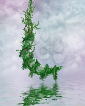 Royalty Free Clipart Image of a Vine Over Water