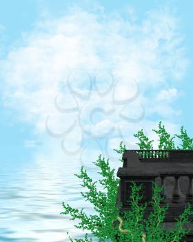 Royalty Free Clipart Image of a Water Landscape