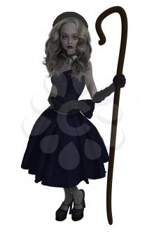 Royalty Free Clipart Image of a Little Shepherdess