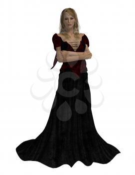 Royalty Free Clipart Image of a Woman in a Black Gown