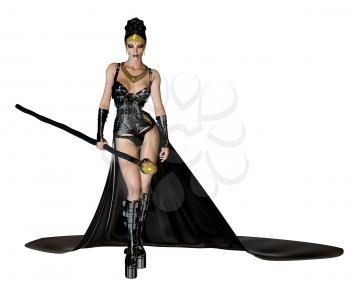 Royalty Free Clipart Image of a Woman in a Cape