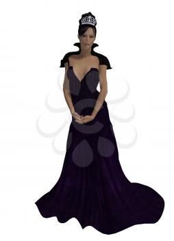 Royalty Free Clipart Image of a Woman in a Gown and Tiara