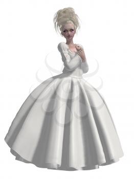 Royalty Free Clipart Image of a Girl in a White Gown