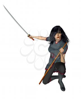 Royalty Free Clipart Image of a Warrior Woman