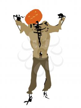 Royalty Free Clipart Image of a Scary Pumpkin Man