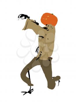 Royalty Free Clipart Image of a Scary Pumpkin Man