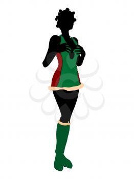 Royalty Free Clipart Image of a Woman in a Christmas Costume