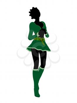 Royalty Free Clipart Image of a Woman in a Christmas Costume