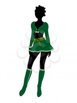 Sexy african american female christmas elf illustration silhouette on a white background