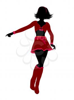Royalty Free Clipart Image of a Girl in a Sexy Christmas Costume