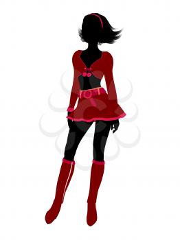 Royalty Free Clipart Image of a Girl in a Sexy Christmas Costume