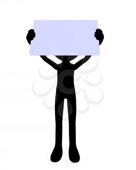 Royalty Free Clipart Image of a Strange Man With a Sign