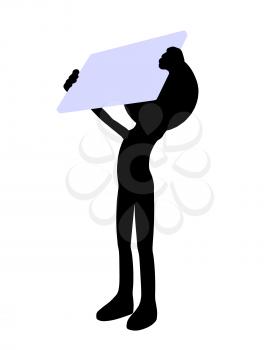 Royalty Free Clipart Image of a Strange Man With a Sign
