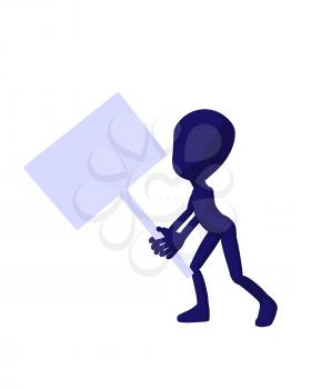 Royalty Free Clipart Image of a Silhouette With a Sign