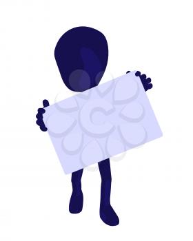 Royalty Free Clipart Image of a Silhouette With a Sign