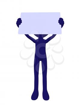 Royalty Free Clipart Image of a Silhouette With a Sign
