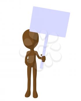 Royalty Free Clipart Image of a Brown Man With a Sign
