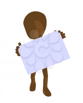 Royalty Free Clipart Image of a Brown Man With a Sign