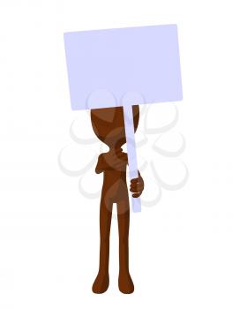 Royalty Free Clipart Image of a Brown Silhouette With a Sign