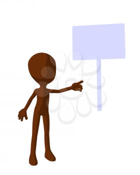Royalty Free Clipart Image of a Brown Silhouette With a Sign
