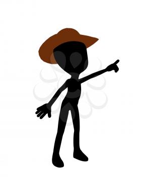 Royalty Free Clipart Image of a Silhouette Cowboy With a Sign
