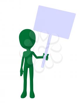 Royalty Free Clipart Image of a Green Silhouette With a Sign