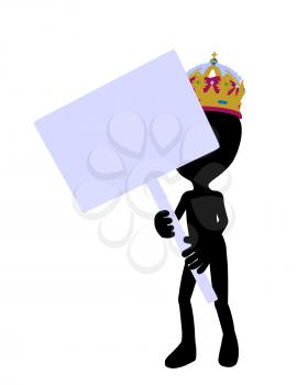 Royalty Free Clipart Image of a King Holding a Sign