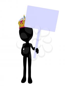 Royalty Free Clipart Image of a King Holding a Sign
