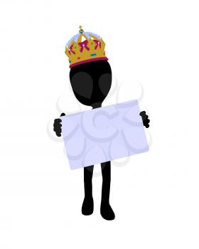 Royalty Free Clipart Image of a King Holding a Sign

