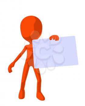 Royalty Free Clipart Image of an Orange Silhouette Holding a Sign
