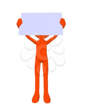 Royalty Free Clipart Image of an Orange Silhouette Holding a Sign