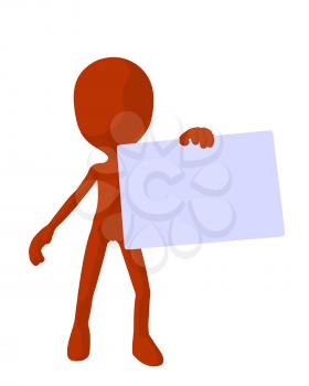 Royalty Free Clipart Image of a Orange Man With a Sign
