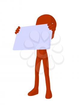 Royalty Free Clipart Image of a Orange Man With a Sign