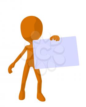 Royalty Free Clipart Image of an Orange Silhouette With a Sign