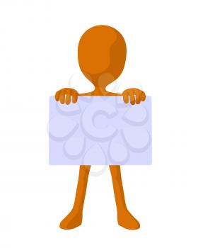 Royalty Free Clipart Image of an Orange Silhouette With a Sign