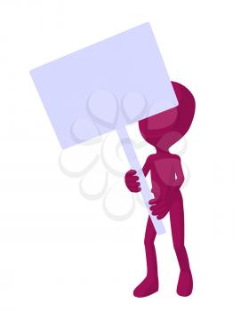 Royalty Free Clipart Image of a Pink Man With a Sign
