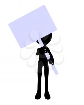 Royalty Free Clipart Image of a Cop Silhouette With a Sign
