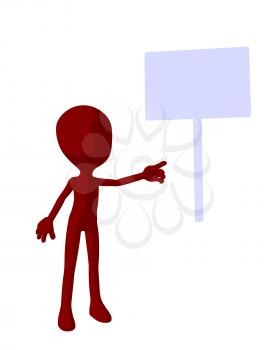 Royalty Free Clipart Image of a Red Silhouette With a Sign
