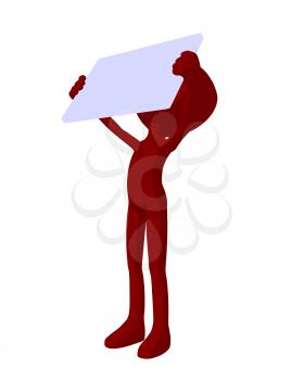 Royalty Free Clipart Image of a Red Silhouette With a Sign
