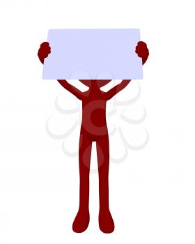 Royalty Free Clipart Image of a Red Silhouette With a Sign
