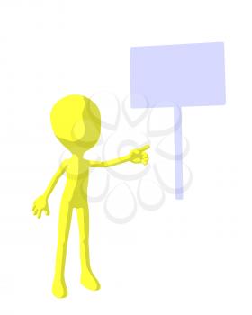Cute yellow silhouette guy standing on a white background
