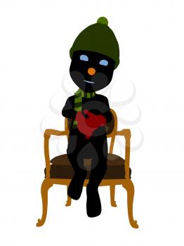 Royalty Free Clipart Image of a Snowman on a Chair